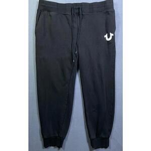 True Religion Women Black Cropped Stretch Joggers Size XXL 2XL Streetwear 40x28